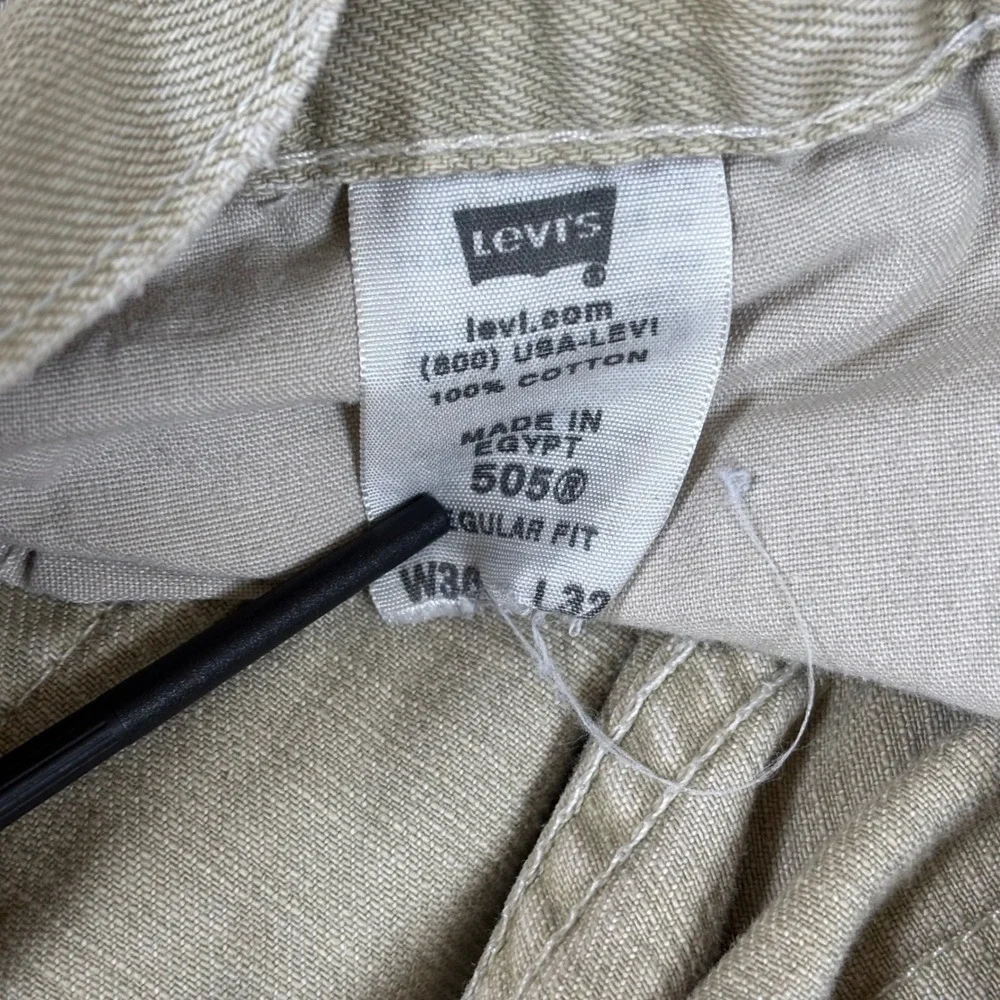 Levis 505 Regular Fit Khaki Tan Denim Jeans Mens 36x32 Straight Leg Cotton Pants